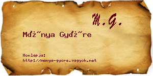 Mánya Györe névjegykártya